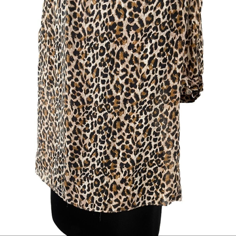 VS Moda International Silk Leopard Print Boho Sheer Top Sz M - Picture 10 of 12